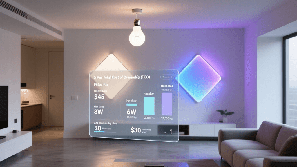 Philips Hue White and Color Ambiance A19 vs. Nanoleaf Shapes: Total Cost of Ownership Over 5 Years